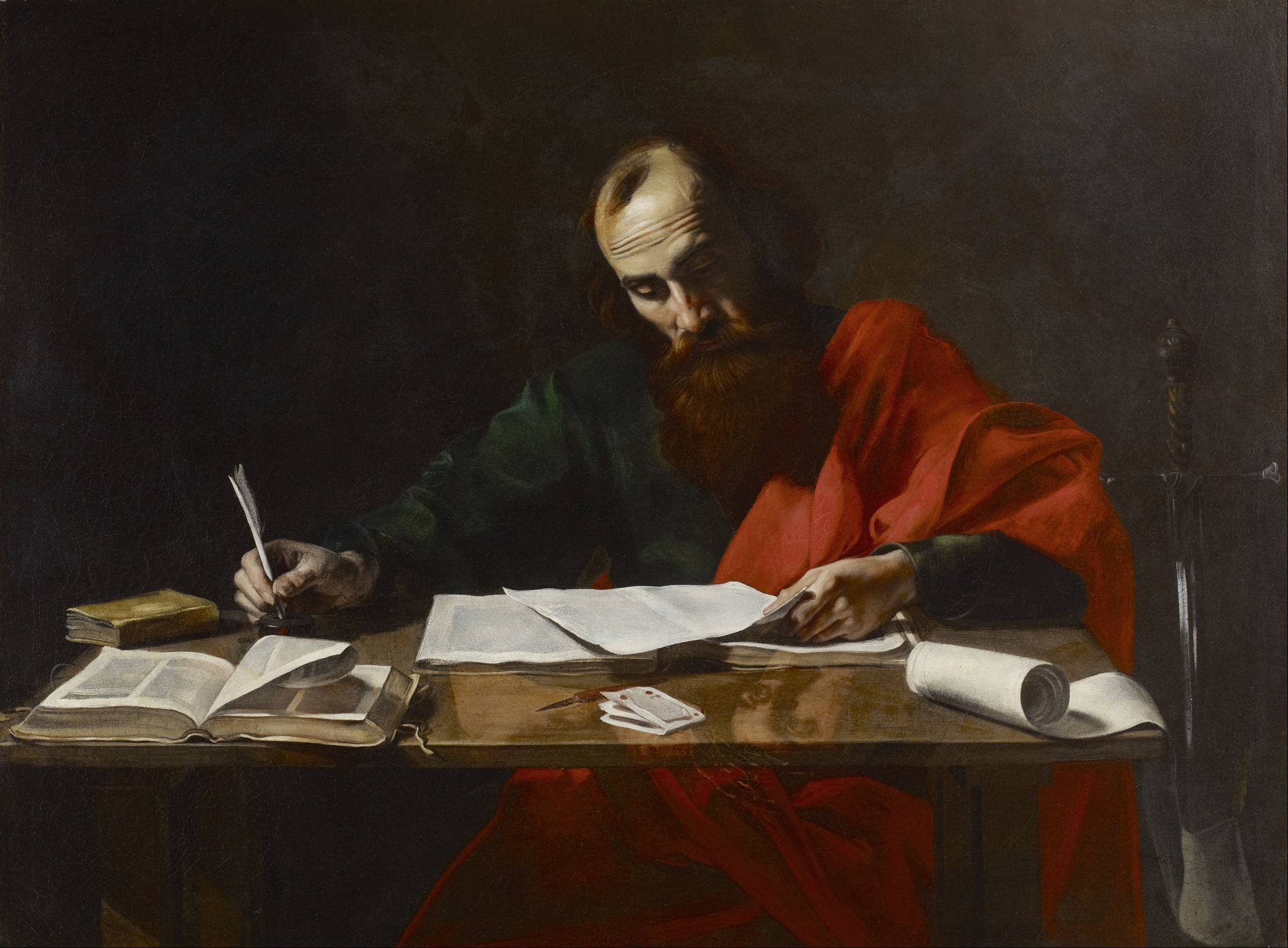 Valentin de Boulognec - Saint Paul Writing His Epistles